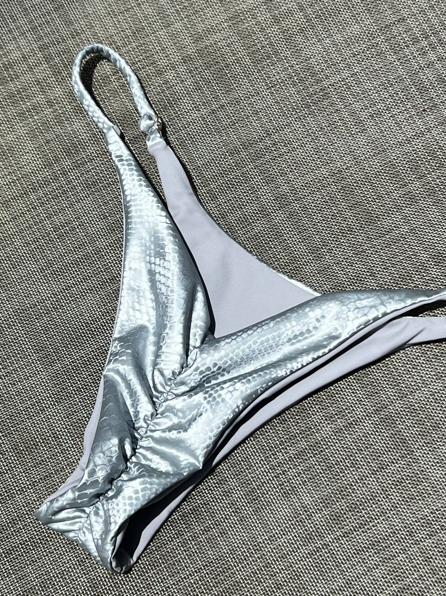 SLYTHER CHEEKY SCRUNCH BOTTOM SILVER - Berry Beachy Swimwear