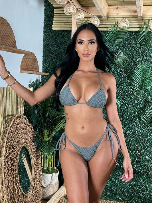 TULUM CHEEKY SCRUNCH BOTTOM - GRAY - Berry Beachy Swimwear